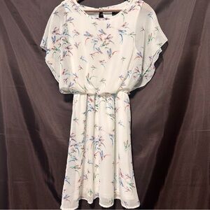 Papillon Blanc White Chiffon Summer Dress with Floral Accents